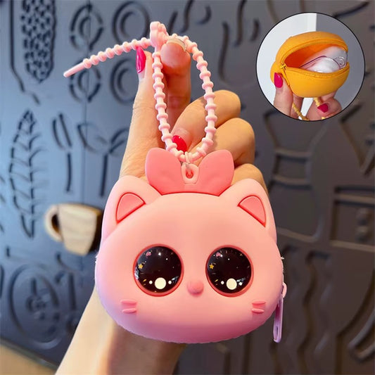 Silicone Cute Cat Coin Purse Keychain