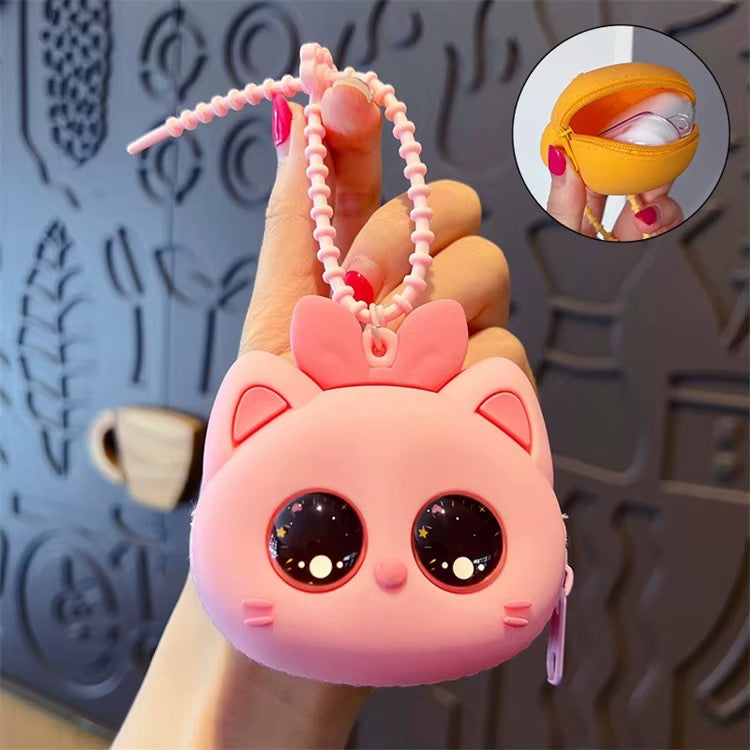 Silicone Cute Cat Coin Purse Keychain