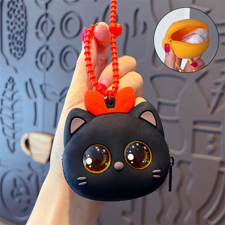 Silicone Cute Cat Coin Purse Keychain