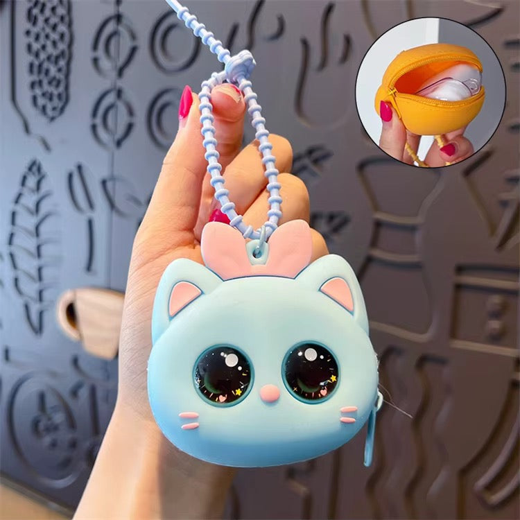 Silicone Cute Cat Coin Purse Keychain